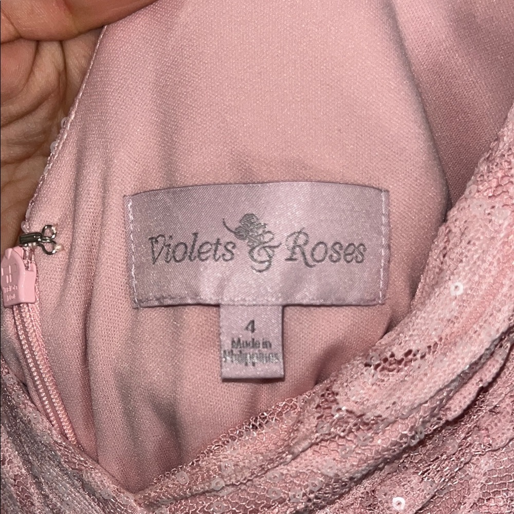 Violets & Roses Pink Sequence Formal Midi Dress - Picture 8 of 12